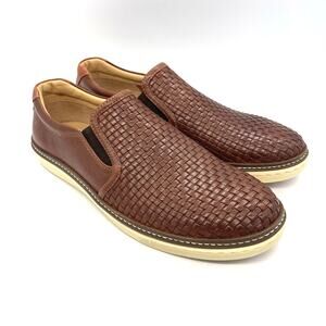 Johnston & Murphy McGuffey Men's Brown Woven Slip-On Leather Shoes Size 9.5